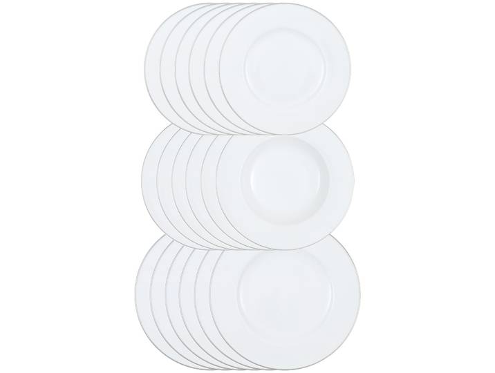Geschirr-Set VILLEROY & BOCH Tellerset Anmut Platinum No.1 18er Set weiß , weiß, 18, Porzellan, Geschirr-Sets, Geschirr-Set, Spülmaschinengeeignet