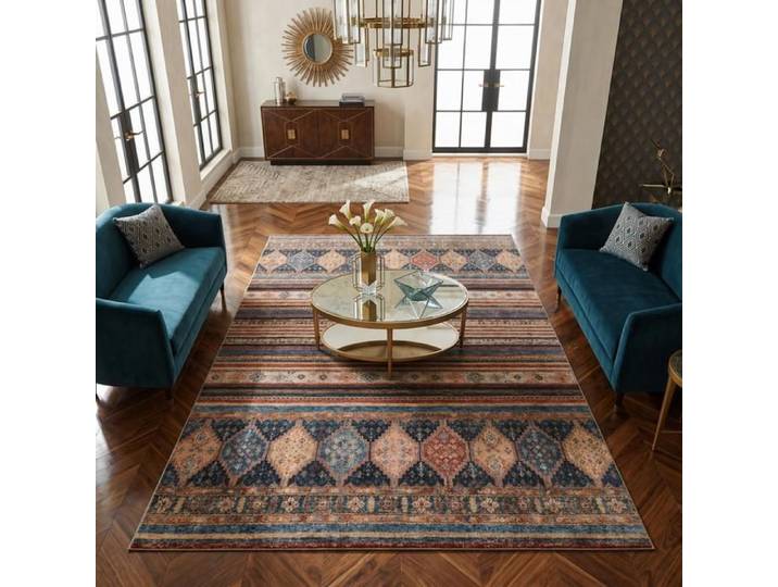 Tapis kilim 160 x 230 cm multicolore tissage kilim hydrofuge LYN11 KASBAH