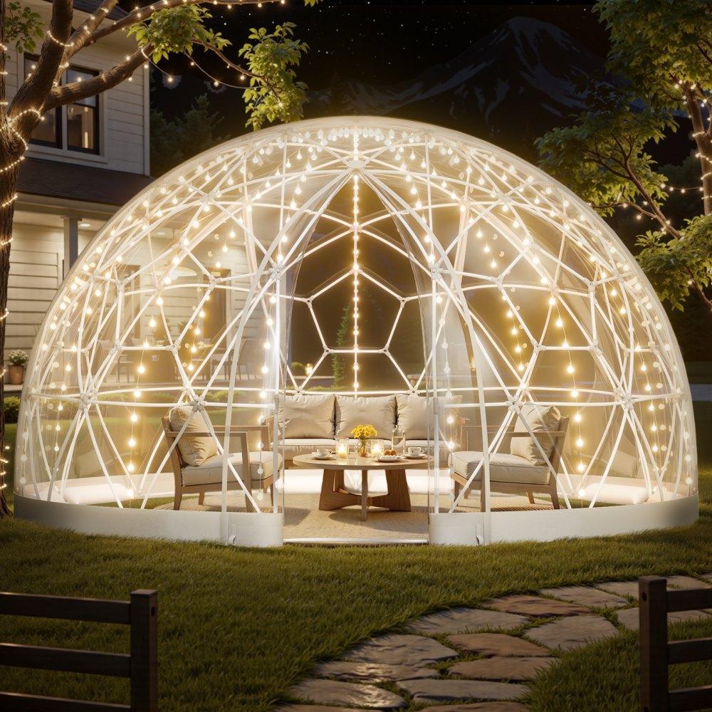 Gartenkuppel 4,57x2,9m - Transparente Blase Zelt für 10-14 Personen - Geodätisches Kuppelgewächshaus mit Fenster - PVC-Zelt für Hinterhof, Terrasse, Camping, Party, Hochzeit