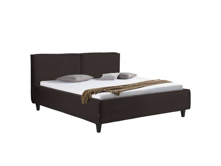 Polsterbett Vio 200 x 200cm Echtleder Lecia Braun/Beige Buche