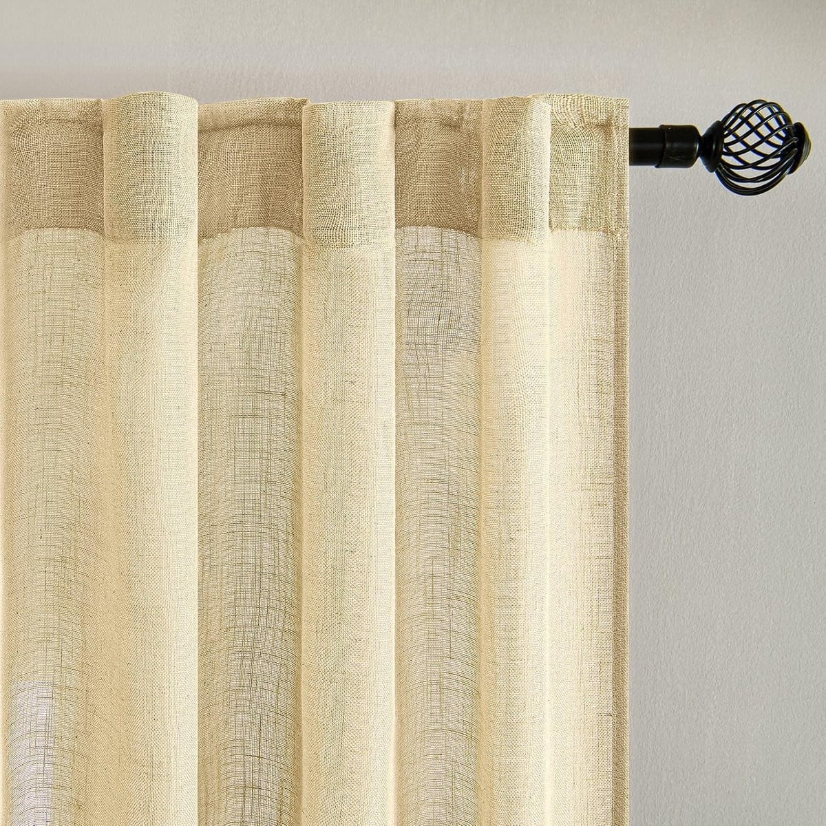 Set van 2 translucente gordijnen voor dubbele balkondeuren, modern design, 260 x 140 cm