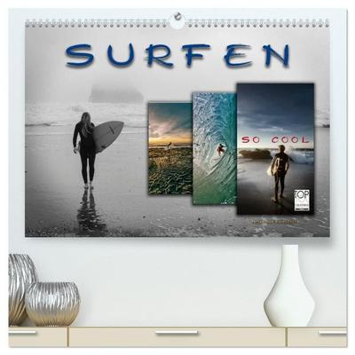 Surfen - so cool (hochwertiger Premium Wandkalender 2027 DIN A2 quer), Kunstdruck in Hochglanz
