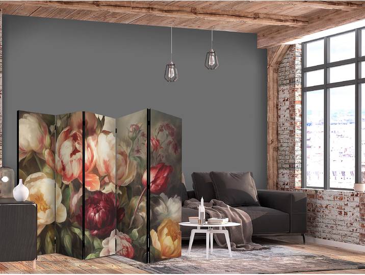 Akustik-Paravent Blooming Peonies Andere Multicolor 225 x 172cm