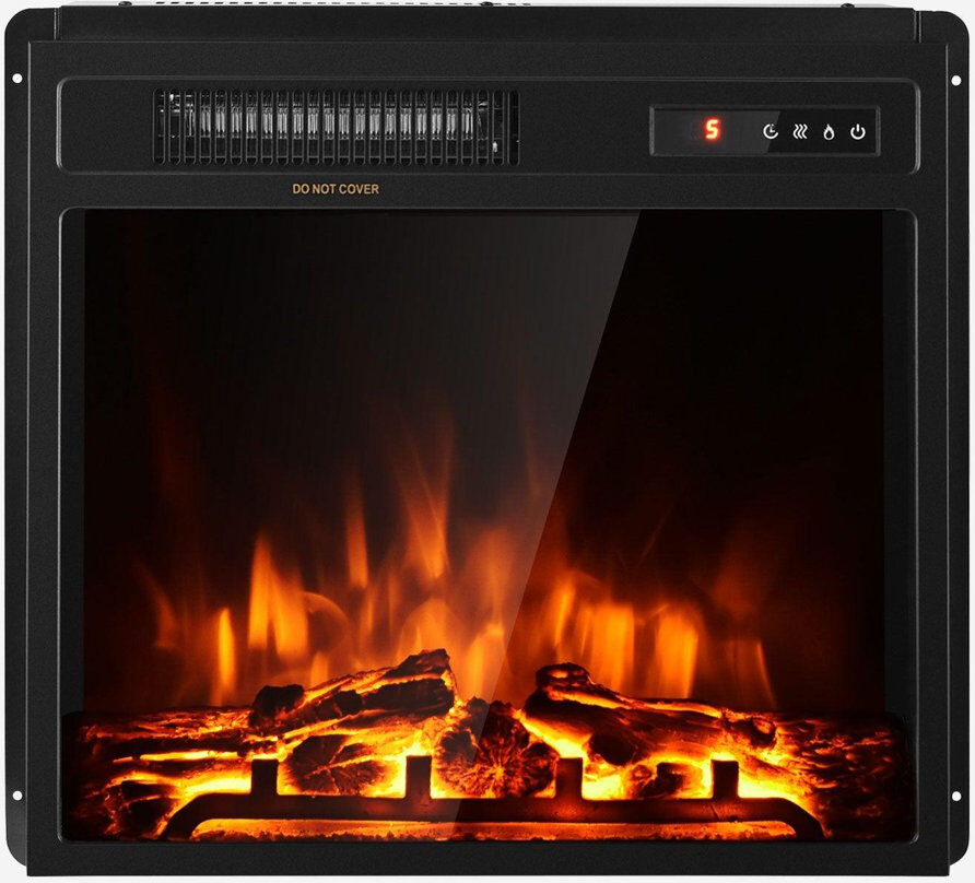Brayden Studio Black Electric Fireplace Insert with 5000 BTU Black 18Inch Electric Fireplace Insert
