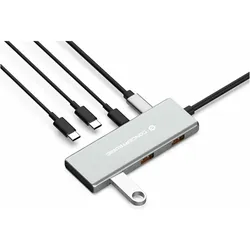 Conceptronic HUBBIES17G (USB-C, 7 Ports), Dockingstation + USB Hub, Grau