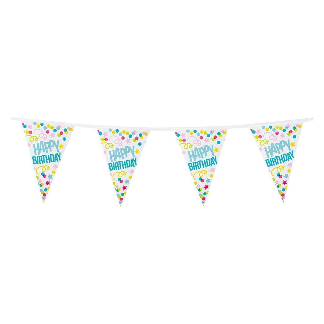 Boland Wimpelkette Happy Birthday 30x20cm - 6m (15 Stk.) (40201745)