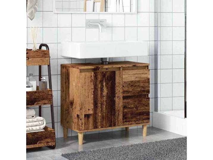 (Vente chaude)Meuble lavabo Cabinet Sous évier JILL'S Meuble WC vieux bois 65x33x60 cm bois d'ingénierie - M125356