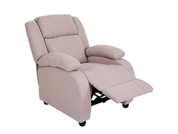 Mendler Fernsehsessel Lincoln, Stoff/Textil - creme-grau Relaxsessel, Liege, Sessel