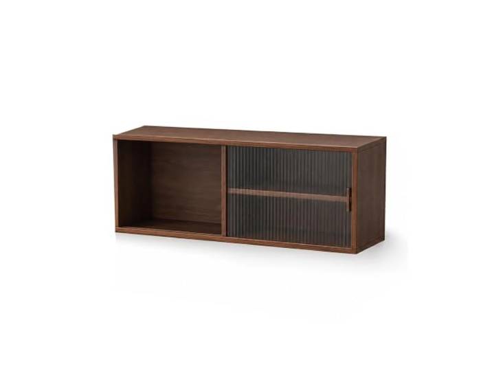 Wandhängeschrank Holz, Küchen-Aufbewahrungsorganizer, Schrank mit Glastür 17 mm starke Platten, Verstellbare Einlegeböden für Küche, Vorratskammer, Kaffeebar und Weinaufbewahrung(Brown,31in/80cm)
