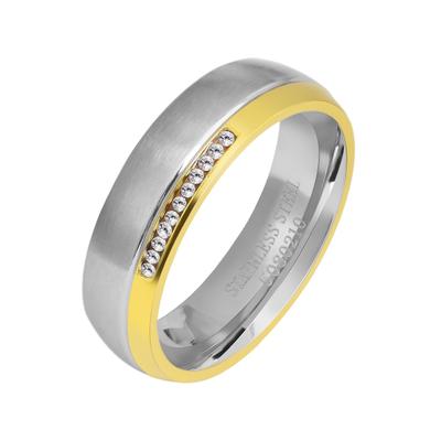 Partnerring AKZENT "Bria" Set - Ring Silber schlicht - Wasserfest" Gr. 54, bunt (bicolor), Fingerringe, Damen, 54, Edelstahl