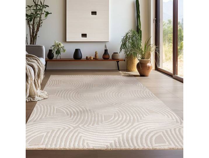 Teppium Tapis de salon bohème design 80x250 cm Beige uni moderne à poils courts Tapis moelleux pour chambre