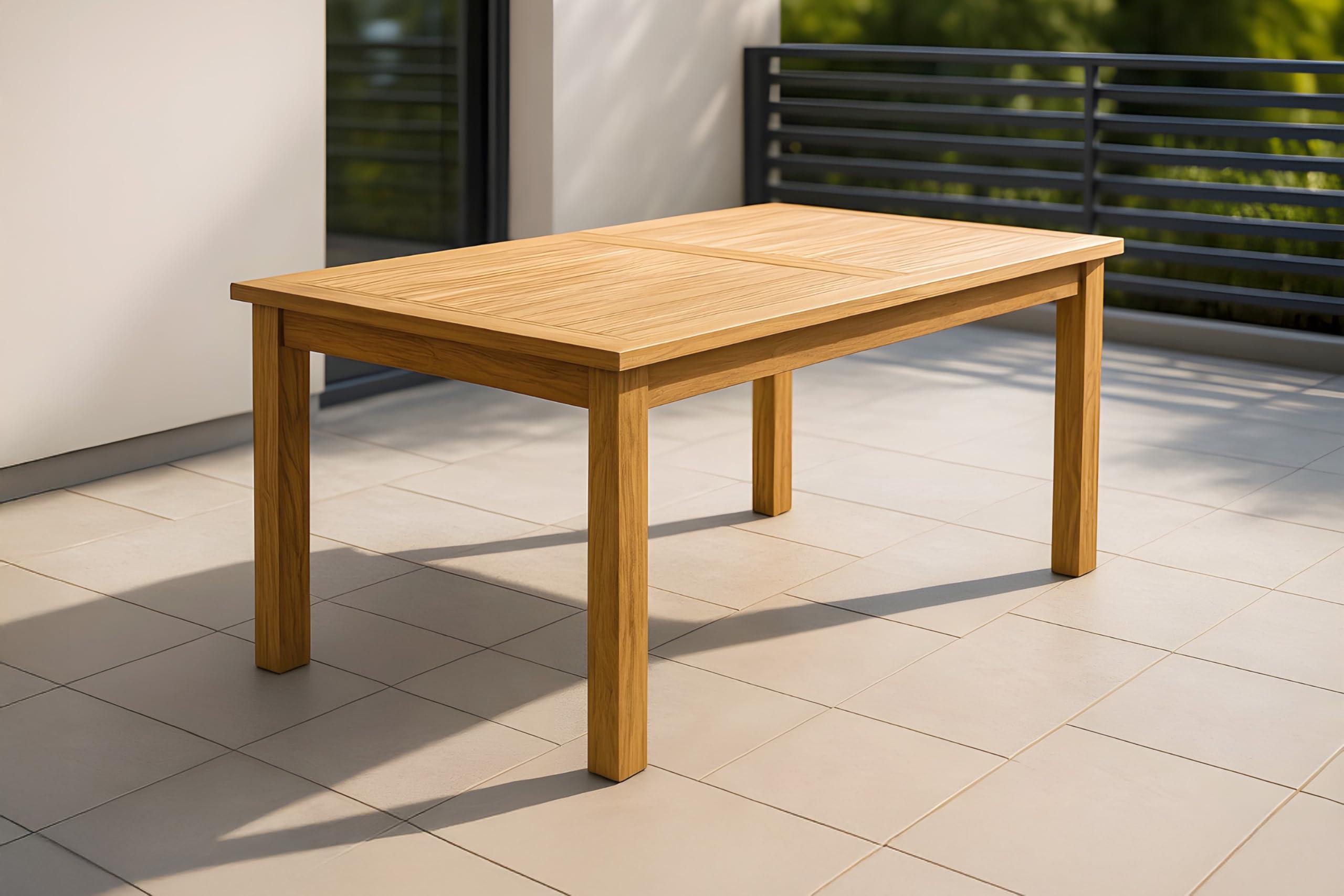 Gartentisch Freetown | Teakholz massiv | 180 x 100 x 75 cm | wetterfester & pflegeleichter Terrassentisch | Outdoor-Holztisch für Garten, Terrasse & Balkon