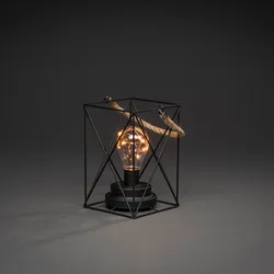 KONSTSMIDE LED Metalllaterne, mit  Schalter, 6h Timer, 9 bernsteinfarbene Dioden, Batterie: 3xAA 1,5V (exkl.)