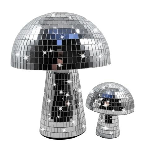 Relaxdays Disco Paddenstoel Set van 2, Zilver