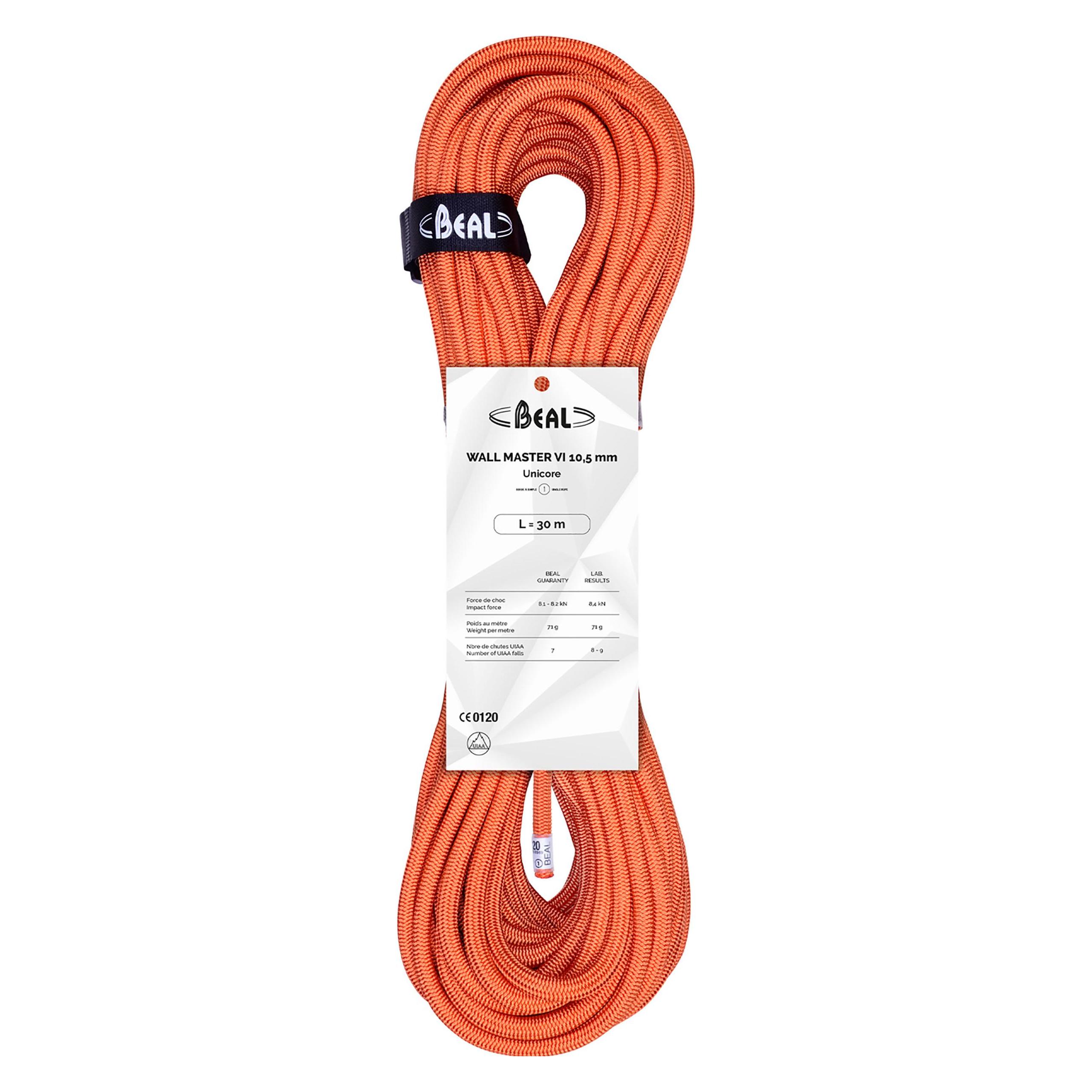 Beal Wallmaster VI UniCore 10.5 Kletterseil (30 m) (BC105W.30.O-ORANGE-30m)