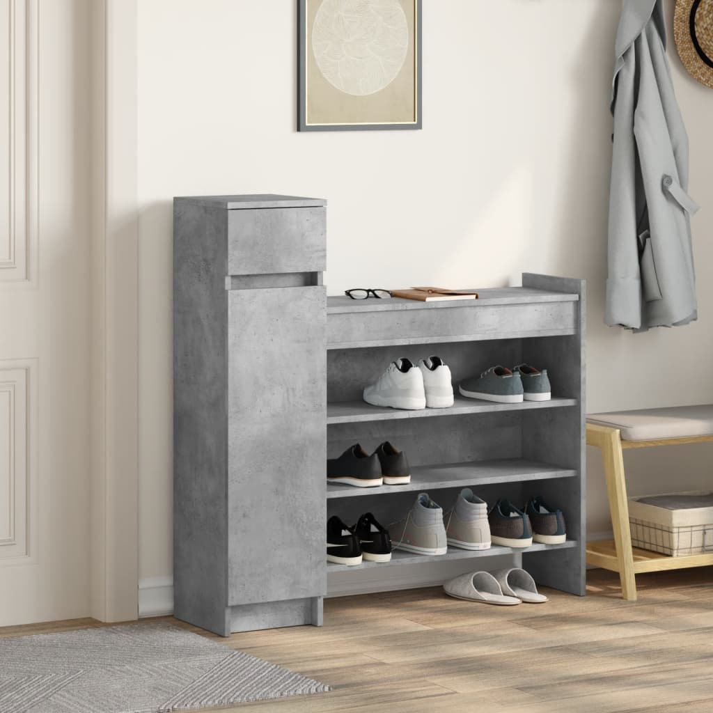vidaXL 12 Pair Shoe Storage Cabinet Concrete Grey 12