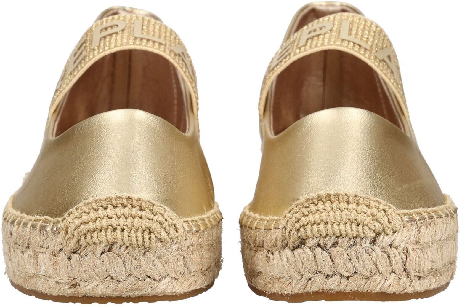 Espadrille REPLAY "Replay Halbschuhe Lederimitat", Damen, Gr. 38, Lederimitat, platin, Schuhe Espadrille