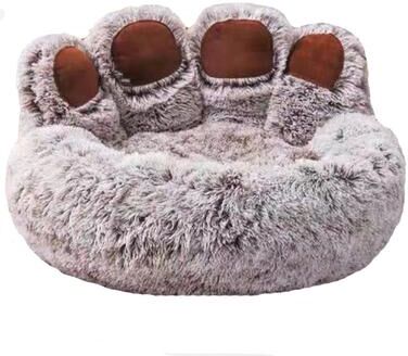 Universal Stock Fluffy Dog Bed Cozy Calming Pet Sofa Bed For Dogs & Cats gradient Coffee
