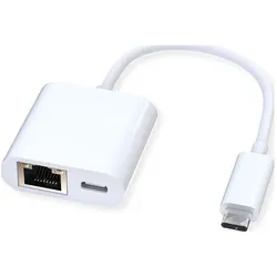 Roline USB 3.2 Gen 2 Typ C zu Gigabit Ethernet Konverter + 1x PD Port (USB 3.2 Gen 2, USB-C, RJ45 (1x)), Netzwerk Adapter, Weiss