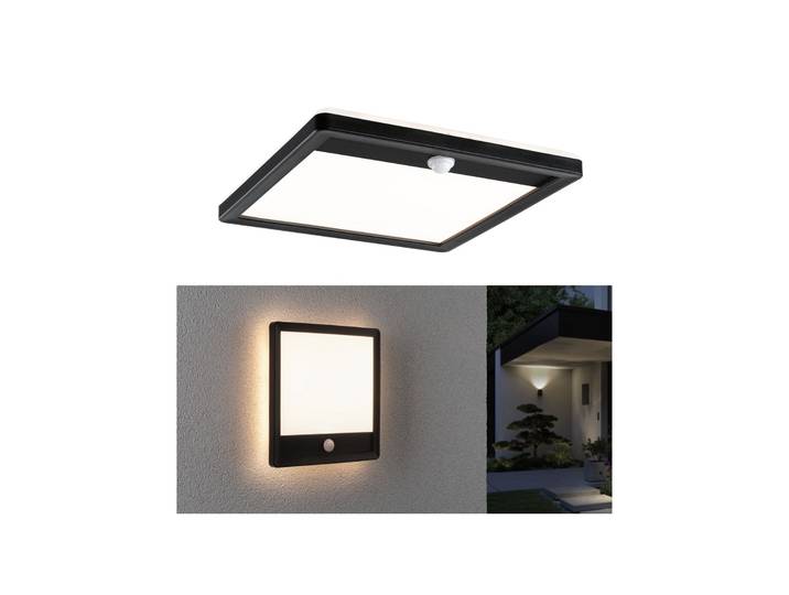 Lamina LED-Außenwandlampe, schwarz, Sensor, IP44 - Paulmann - Modern - Kunststoff - Eckig