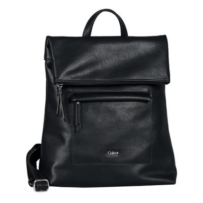 Rucksack GABOR "Mina", Damen, Gr. B/H/T: 29cm x 34cm x 13cm, schwarz, 100% Polyurethan, Rucksäcke Rucksack, aus weichem leichten Lederimitat, lässig im praktischen Format