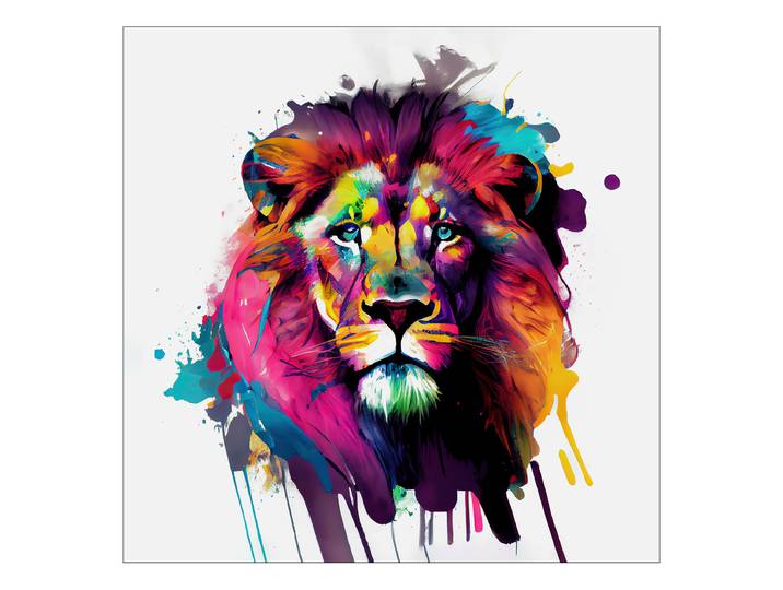 Tableau verre Colorful Lion Head type D Matériau : Verre Motif : Animal Motif : Animal Type de verre : Verre clair Blanc/Rose foncé/Marron 20 x