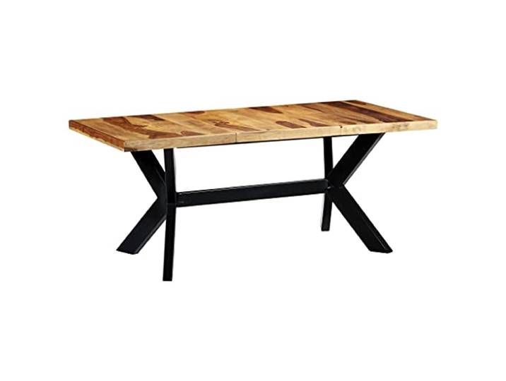 Fisinber Esstisch Massivholz Akazie 180x90x75 cm Küchentisch Holz Rustikaler Tisch aus Akazienholz mit robustem Stahlgestell, jedes Stück ein Unikat für Ihr Esszimmer und die Küche.