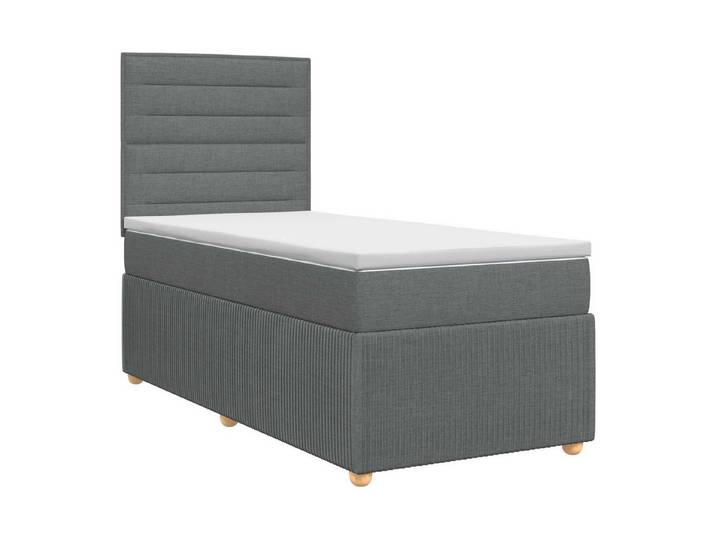 vidaXL Bett Boxspringbett mit Matratze Dunkelgrau Einzeln Stoff (1-tlg), Boxspringbett mit Matratze Dunkelgrau Einzeln Stoff
