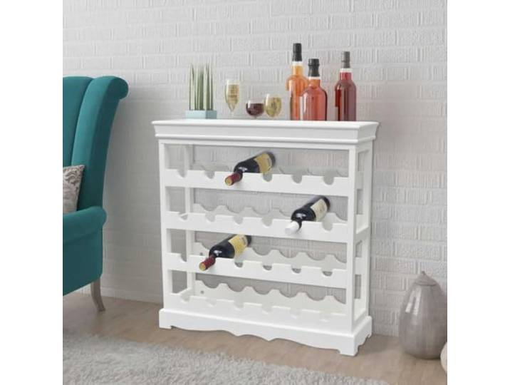 smnyxs Weißes Flaschenregal für 24 Flaschen, mit oberer Ablage Weinregal mit 4 Einlegeböden, Flaschenaufbewahrung für Wohnzimmer, Glaswaren, elegantes offenes Design