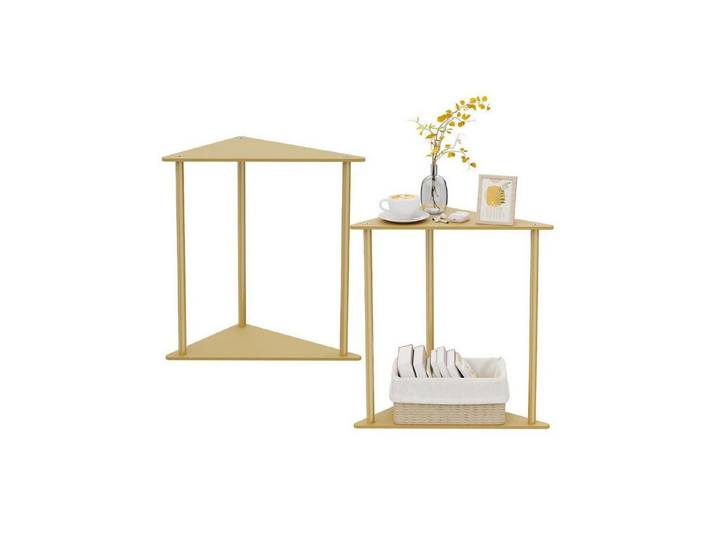 LuxusKollektion Couchtisch Beistelltisch 2er Set Dreieck Metall Klein Golden (2-St)