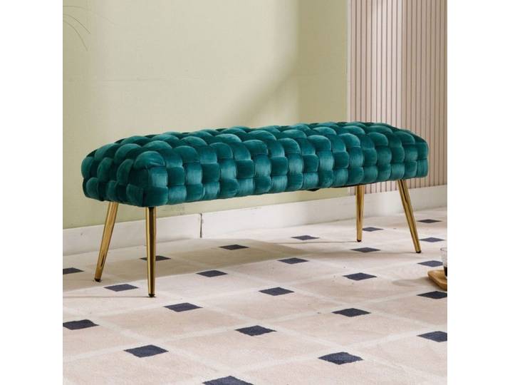 Wahson Banc de Lit pour Chambre Banc en Velours Banc à Entrée Moderne Banquette d'entrée et Pouf Bout de Lit pour Salon Vert