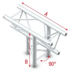 Milos Deco-22 Triangle truss - T-Cross up/down 3-way ATM37 - 90° corner