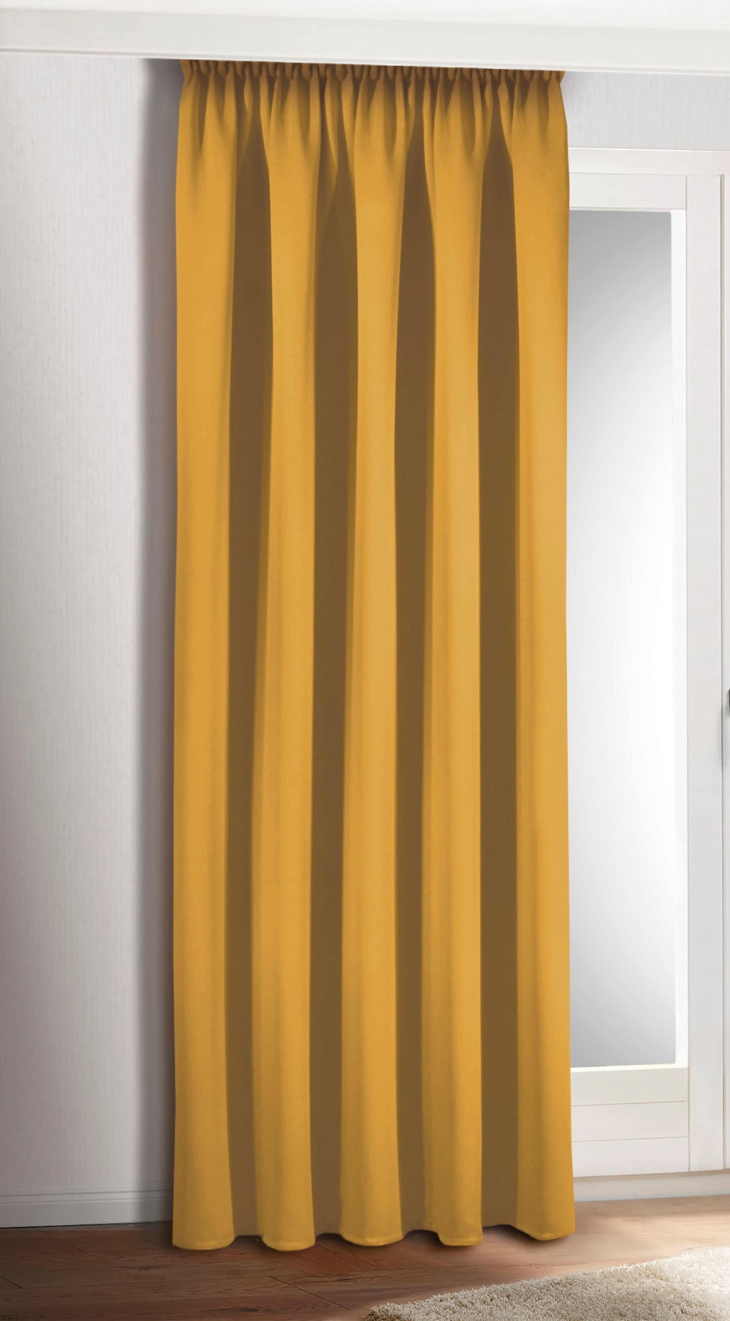 Vorhang HOMING "Bernd" Gr. 1, gold (goldfarben), B:140cm H:245cm, Polyester, Gardinen, Vorhang, Fertigschal goldfarben 245cm, Durchzuglöcher, 140cm