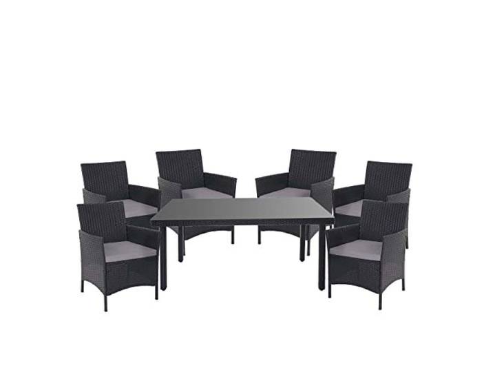 Mendler Poly-Rattan-Garnitur Halden - anthrazit, Kissen anthrazit