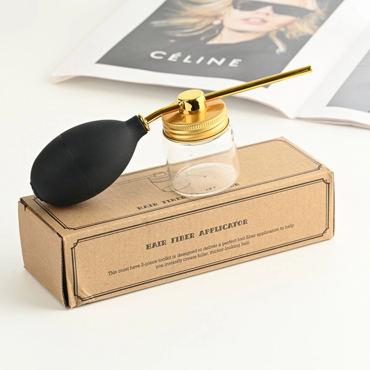 INF Puder-Sprühgerät für Haaransatz — Glas, nachfüllbar mit Silikon-Airbag für gleichmäßige, sparsame Anwendung Gold