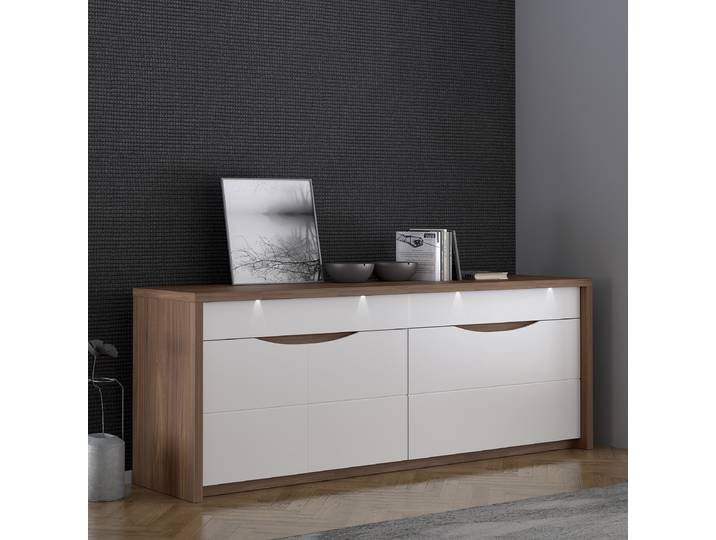 Enfilade 224 x 84 x 53cm Blanc/Marron