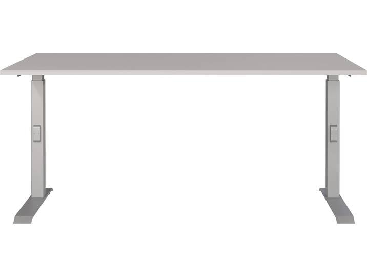 Schreibtisch GERMANIA Downey , grau (kaschmir, silber, silber, kaschmir), B:160cm H:91cm T:80cm, Tische, Schreibtisch, höhenverstellbar von 68-91 cm, verfügbar in verschiedenen Breiten