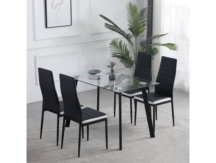AKALNNY Lot de 4 Chaises de salle à manger en simili Noir -Blanc