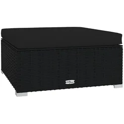 vidaXL Gartenhocker mit Kissen Schwarz 70x70x30 cm Poly Rattan