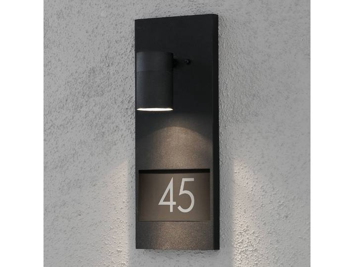Konstsmide Hausnummern-Leuchte MODENA, schwarz, Aluminium, Modern, Wandleuchte außen