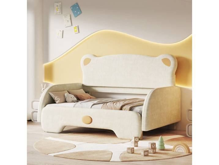 Structure de lit Eco - friendly Material lit double durable en forme d'ours lit rembourré lit bébé canapé - lit lit gigogne av