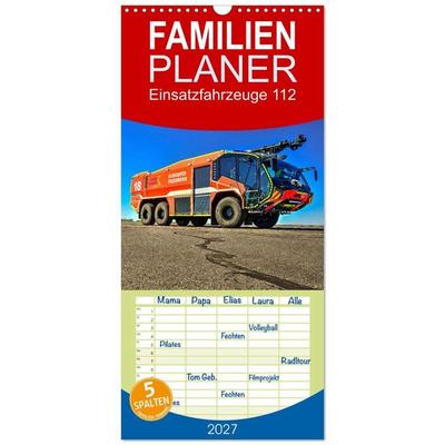 Familienplaner 2027 - Einsatzfahrzeuge 112 mit 5 Spalten (Wandkalender, 21 x 45 cm) CALVENDO