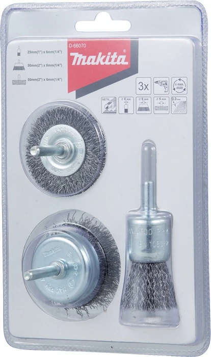Makita Wire Brush Set - for steel paint rust coating - 3 pieces
