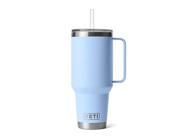YETI Rambler 1,2 l Becher mit Henkel und Strohhalm-Deckel, Reisebecher, vakuumisolierter Becher mit Henkel, Edelstahl, Big Sky Blau