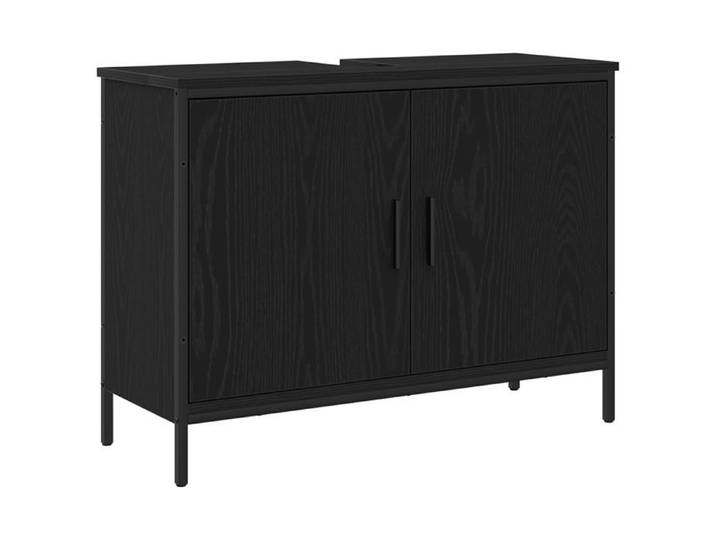 PROMOTION Meuble sous lavabo Noir Chêne 80x30x60 cm - Bois d'ingénierie 70745 - BestMeuble