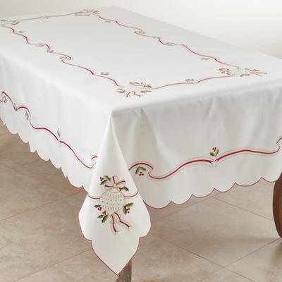 Saro Lifestyle Christmas Tablecloth with Embroidered Design
