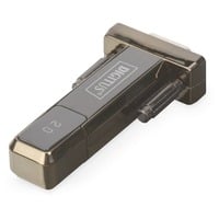 USB 2.0 Adapter, USB-A Stecker > Seriell RS232 Stecker schwarz, inkl. 80cm Verlängerungskabel