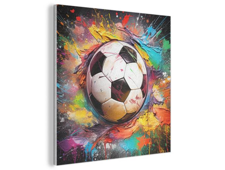 MuchoWow Akustikbild Fußball - Farbe - Farben - Schwarz - Weiß Akustikpaneele 90x90 cm, Kunststoff, Quadratisch, 90x90x0.9 cm, Tapeten & Wandverkleidungen, Akustikpaneele