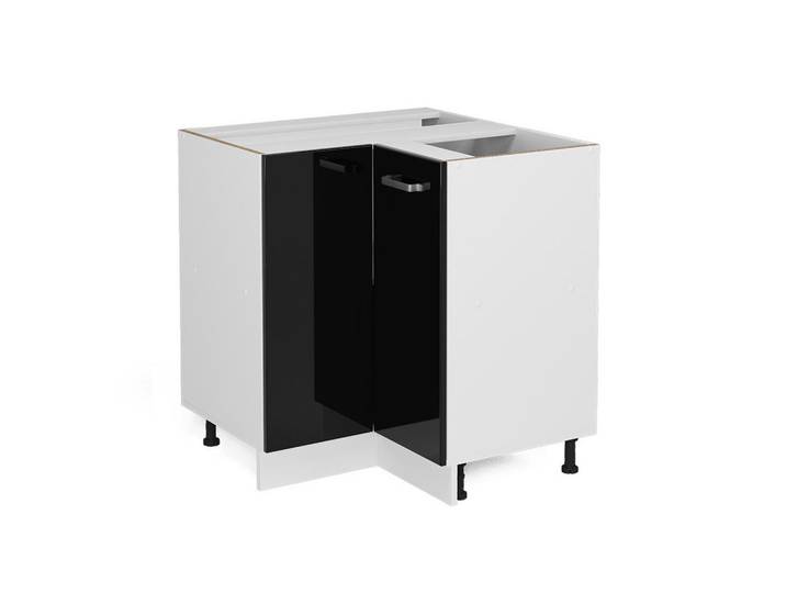 Vicco Eckschrank FÜR Hausrat R-Line Schwarz Hochglanz 75.6 cm mit Tür, ohne Arbeitsplatte, Holzwerkstoff, 2 Fächer, Formgebogen, 75.6x81.6x46 cm, Waschküche, Mehrzweckschrank