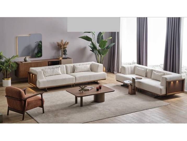 JVmoebel Sofa Modernes Wohnzimmer Set 2x Sofa Sessel Couchtisch Beistelltisch, 5 Teile